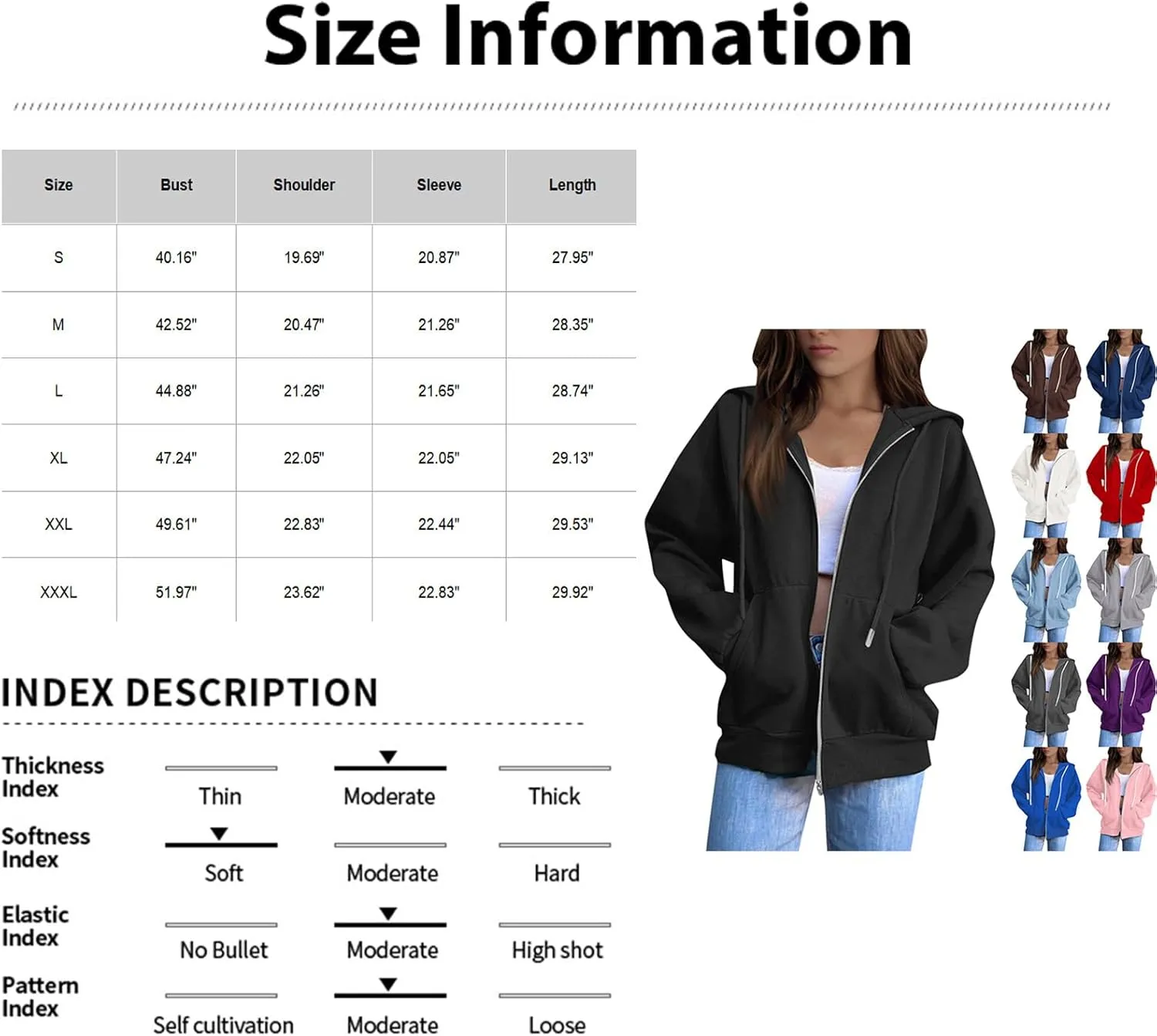 2025 Us Women'S Lightweight Casual Hooded Sweatshirts With Long Sleeves Pockets And Secure Zip Closure Oversized Thin Jacket