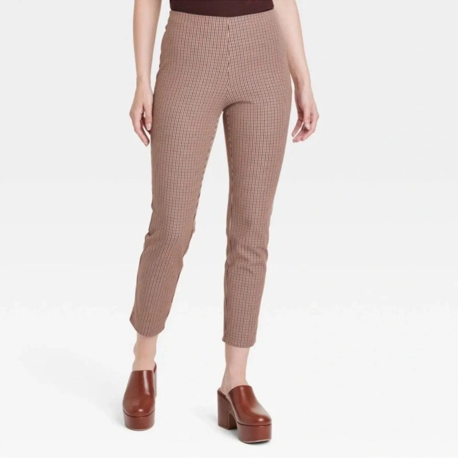 A New Day Brown Plaid Skinny Ankle Pants