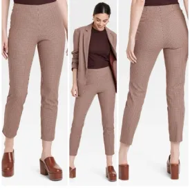 A New Day Brown Plaid Skinny Ankle Pants