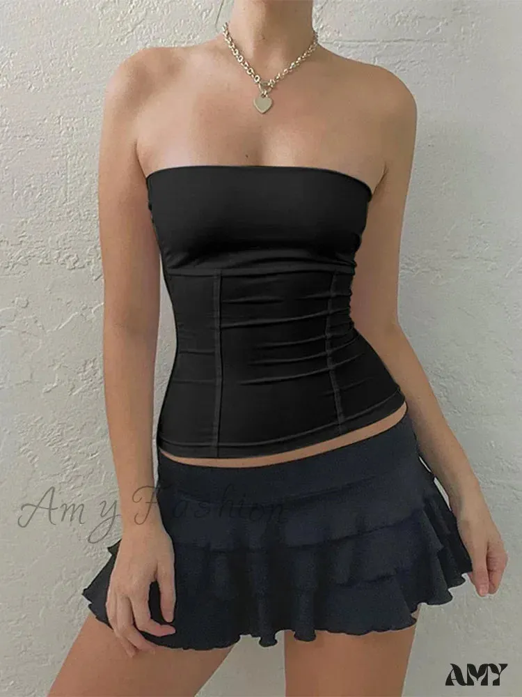 AMY - Summer Strapless Corset Tops Off Shoulder Sexy Bustier Crop Top