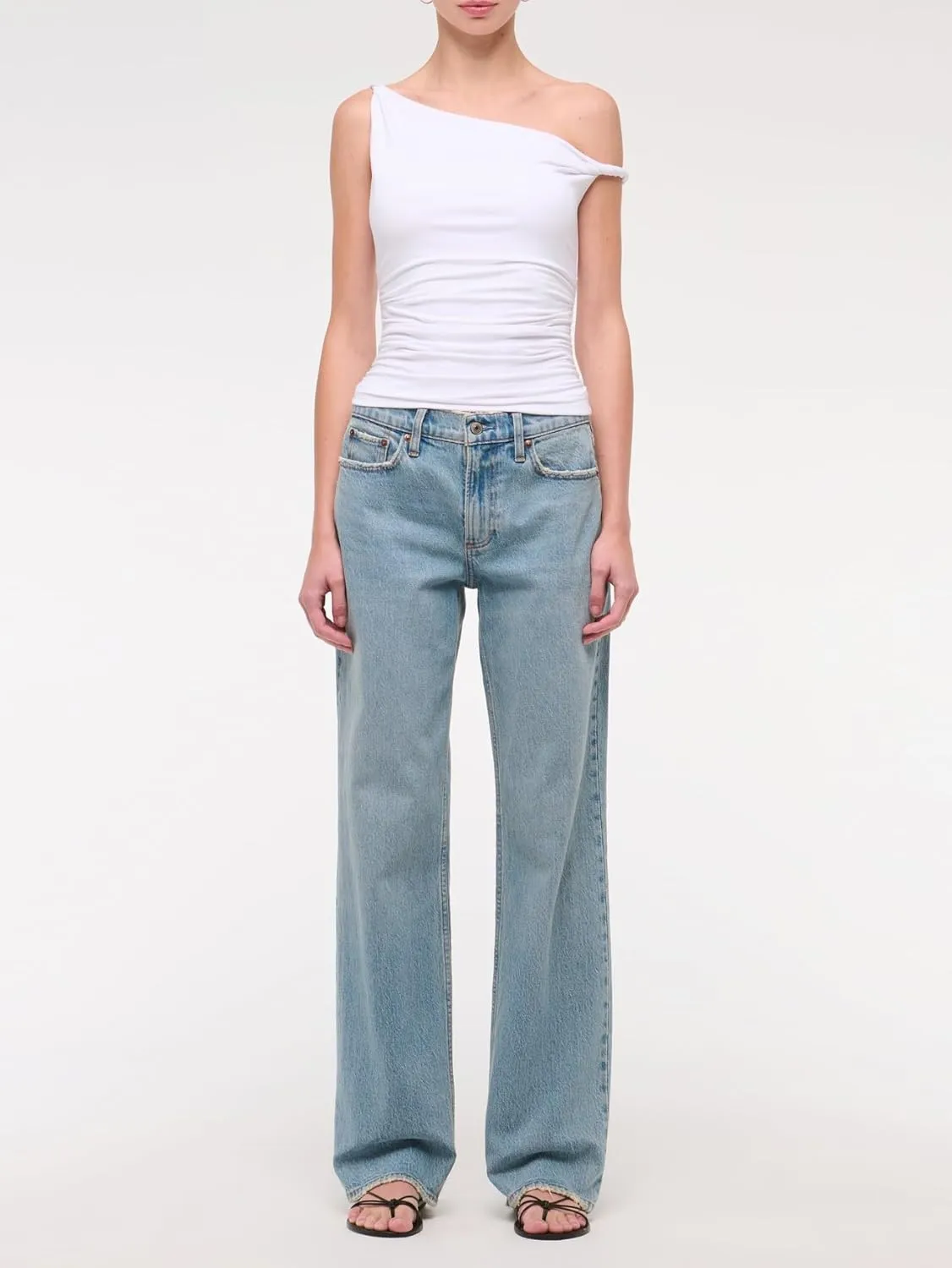 BAIGRAM Women Asymmetrical Twist Crop Tops Ruched One Shoulder Slim Fitted Going Out Trendy Cute Casual y2k Tank Top