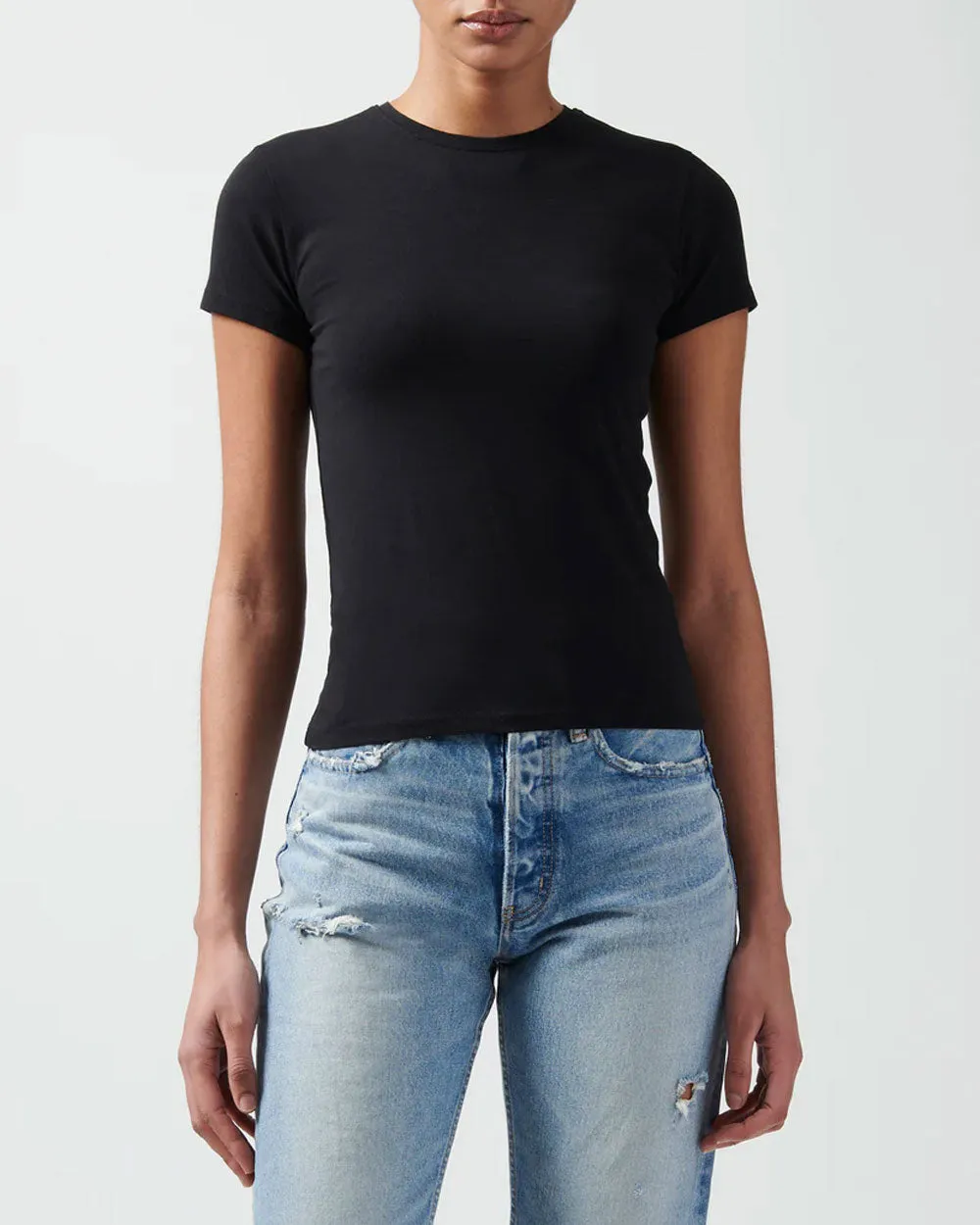 Black Cotton Jersey Crewneck Tee