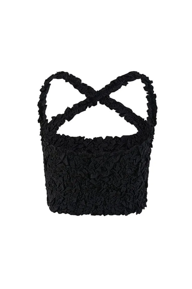 BLACK MIA SMOCKED CROP TOP
