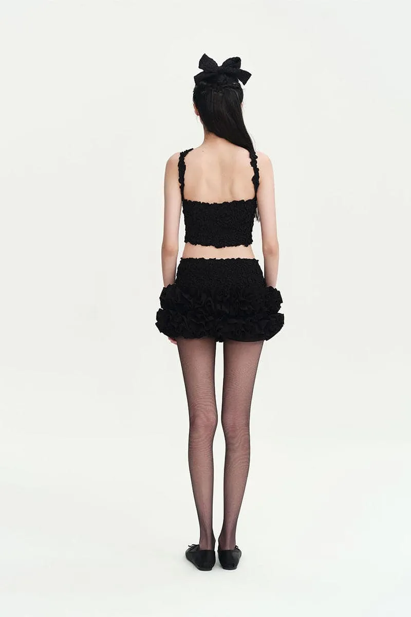 BLACK MIA SMOCKED CROP TOP