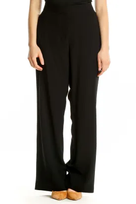 Black Wide-Leg Polyester Pants