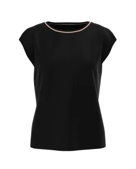 Cap Sleeve Tee with Pipe Trim