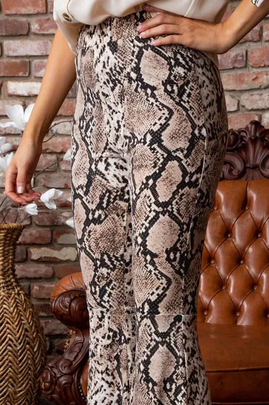Carolina Ruffle Snakeskin Pants