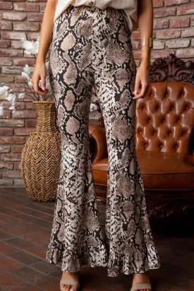Carolina Ruffle Snakeskin Pants
