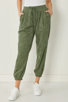 Corduroy jogger pants featuring drawstring waist