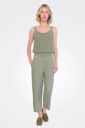 Cropped Ankle Trousers - Green Water