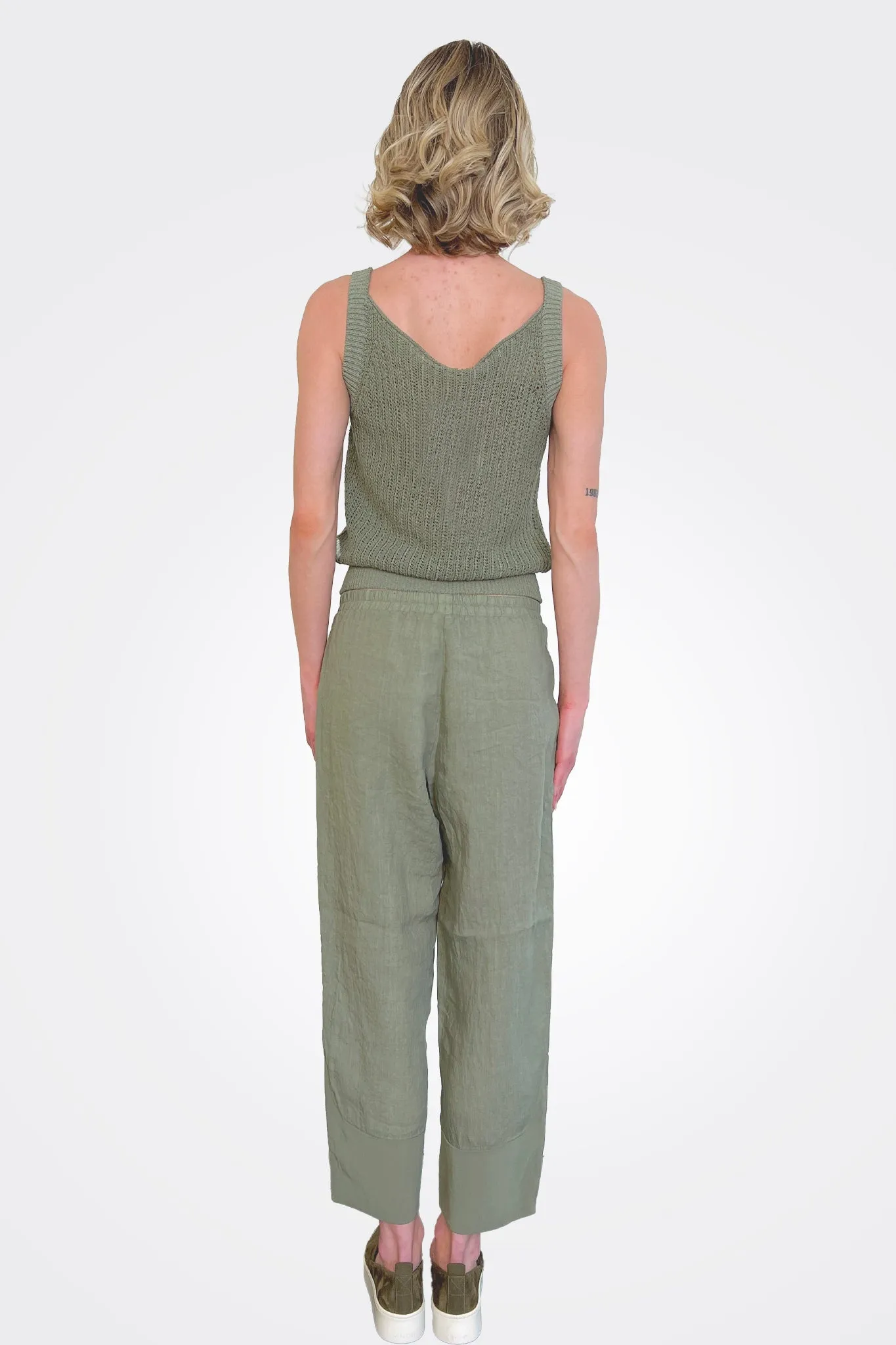 Cropped Ankle Trousers - Green Water