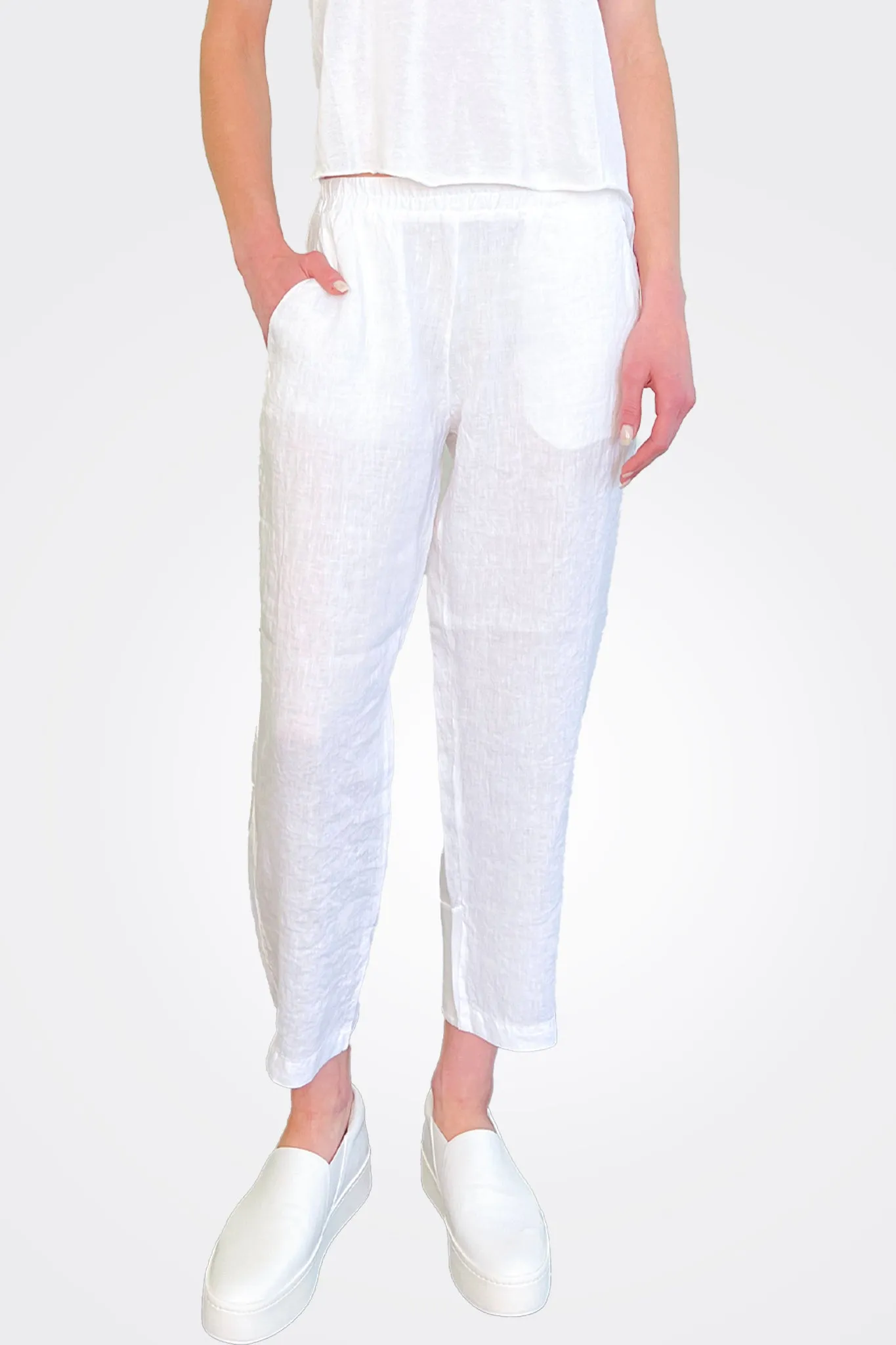 Cropped Ankle Trousers - White