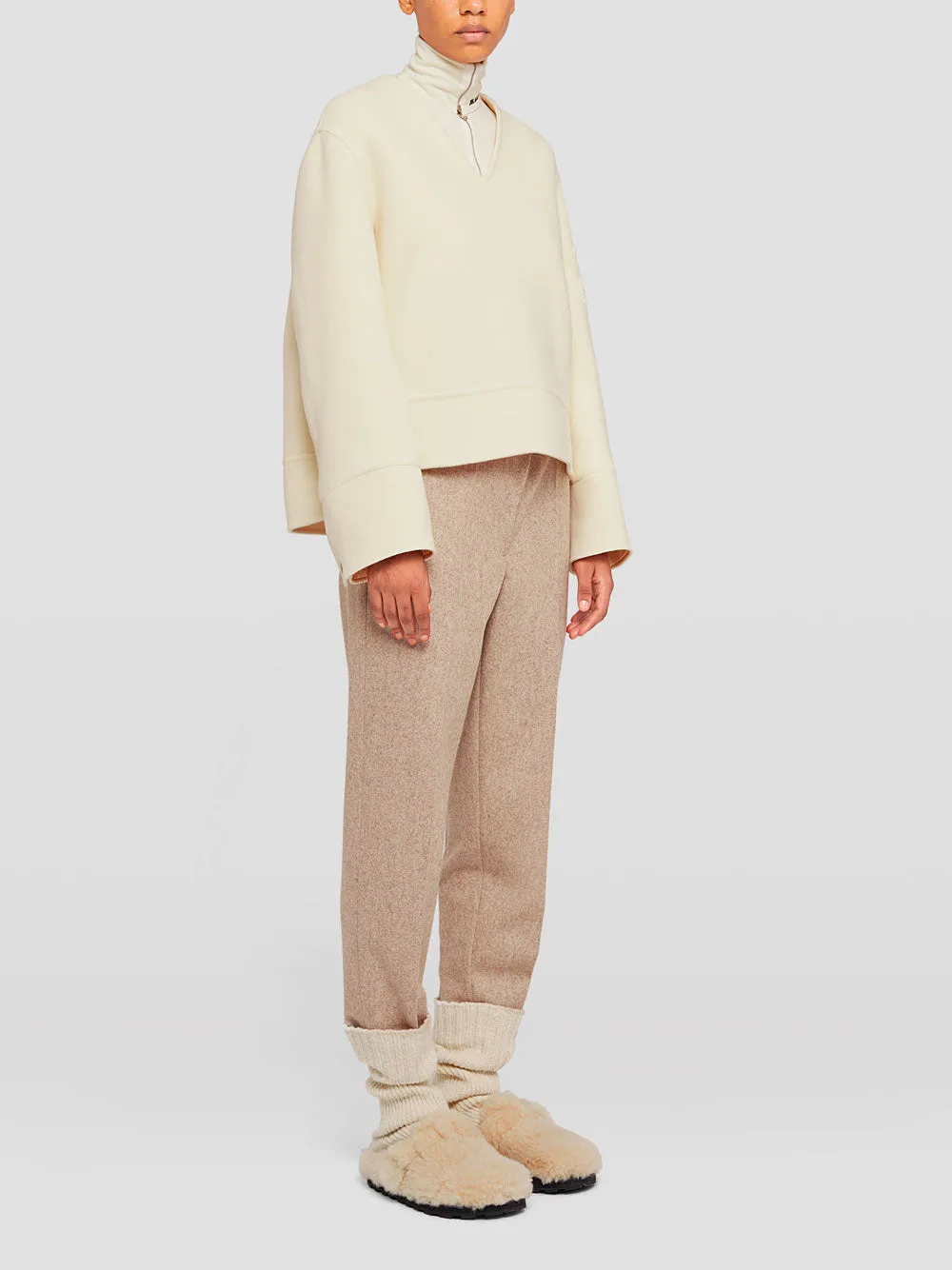 Cropped virgin wool trousers