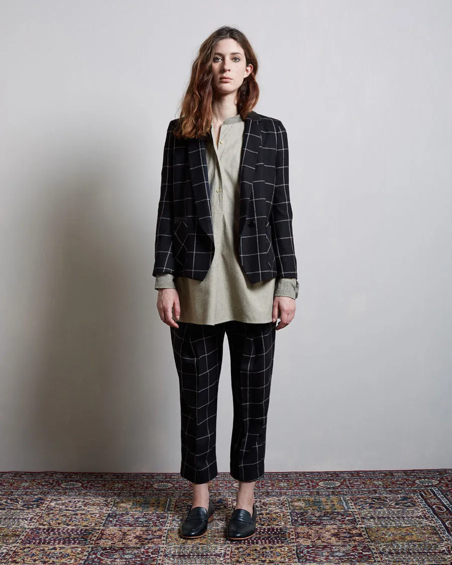 Cropped Windowpane Trousers