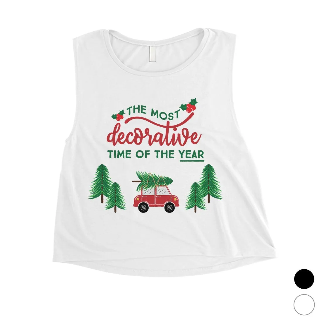 Decorative Christmas Time Womens Crop Top