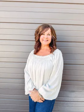 Ethereal Glow Hand Smocked Satin Top