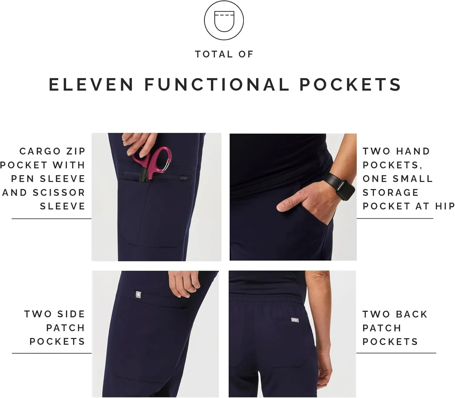 FIGS YOLA Skinny Maternity Scrub Pants for Women  11 Pockets, 4-Way Stretch, Anti-Wrinkle Women Scrub Bottoms