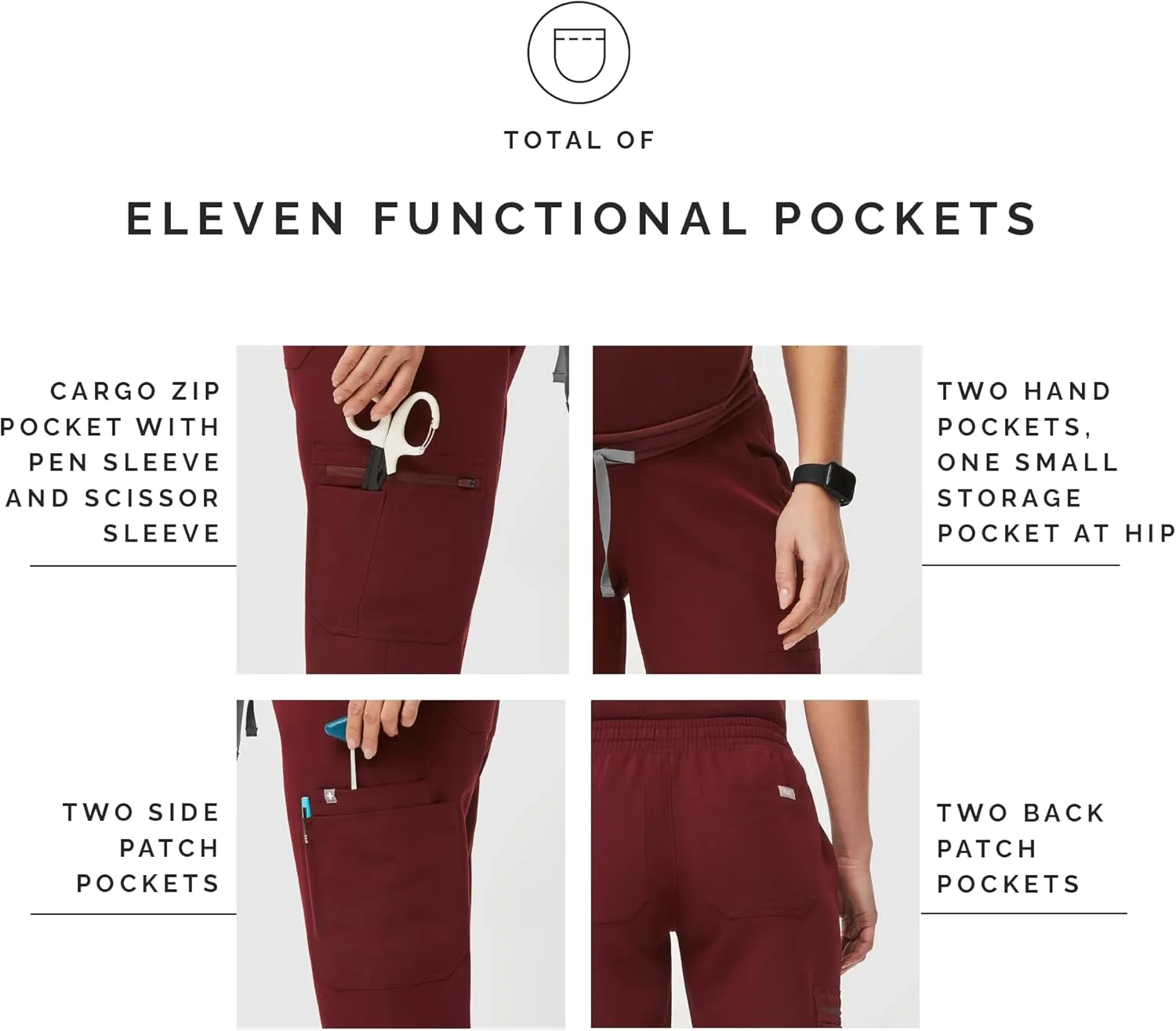 FIGS YOLA Skinny Maternity Scrub Pants for Women  11 Pockets, 4-Way Stretch, Anti-Wrinkle Women Scrub Bottoms