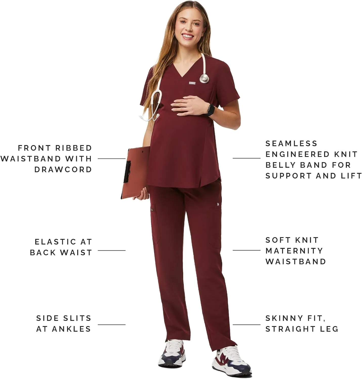 FIGS YOLA Skinny Maternity Scrub Pants for Women  11 Pockets, 4-Way Stretch, Anti-Wrinkle Women Scrub Bottoms