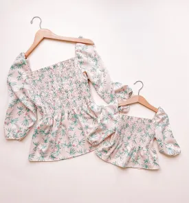 Flora Smocked Mommy and Me Matching Tops
