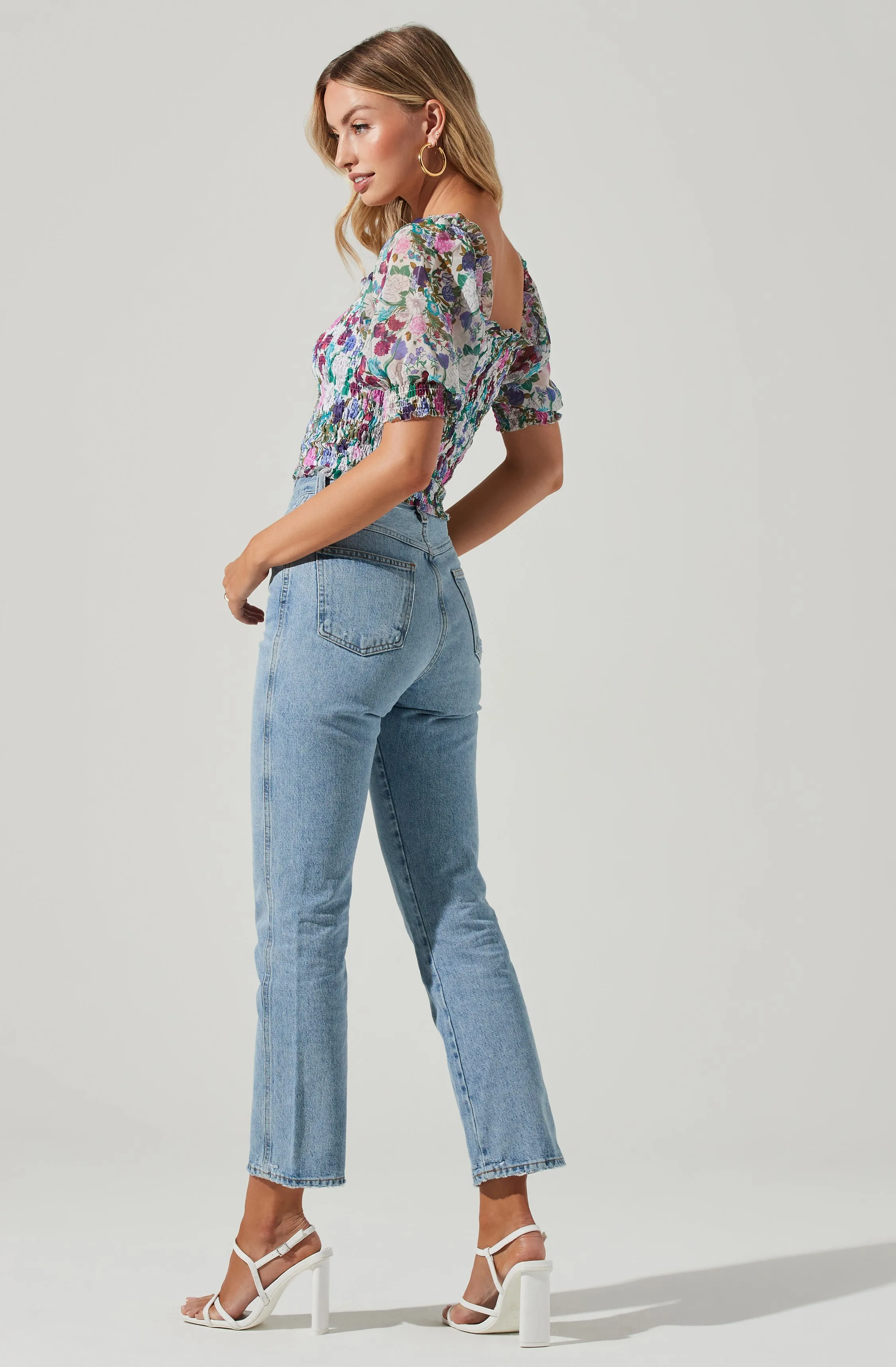 Floral Smocked Half Sleeve Top