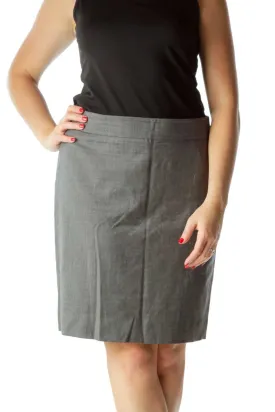 Gray A-Line Skirt with Small Back Slit