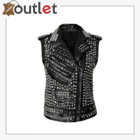 Handmade Women Leather Studded Vest