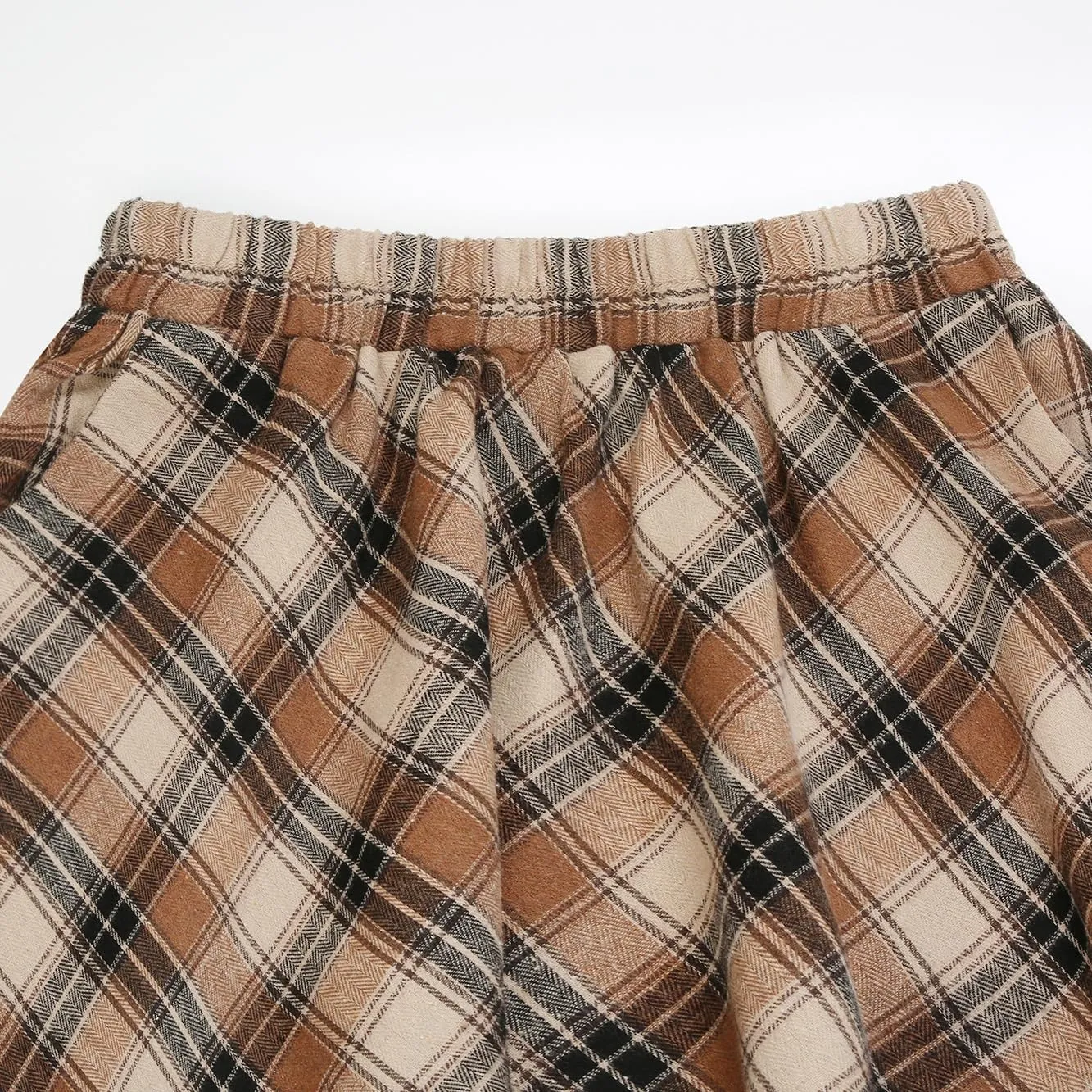 IDEALSANXUN Womens Plaid Skirt Elastic Waist A-line Midi Pleated Skirts