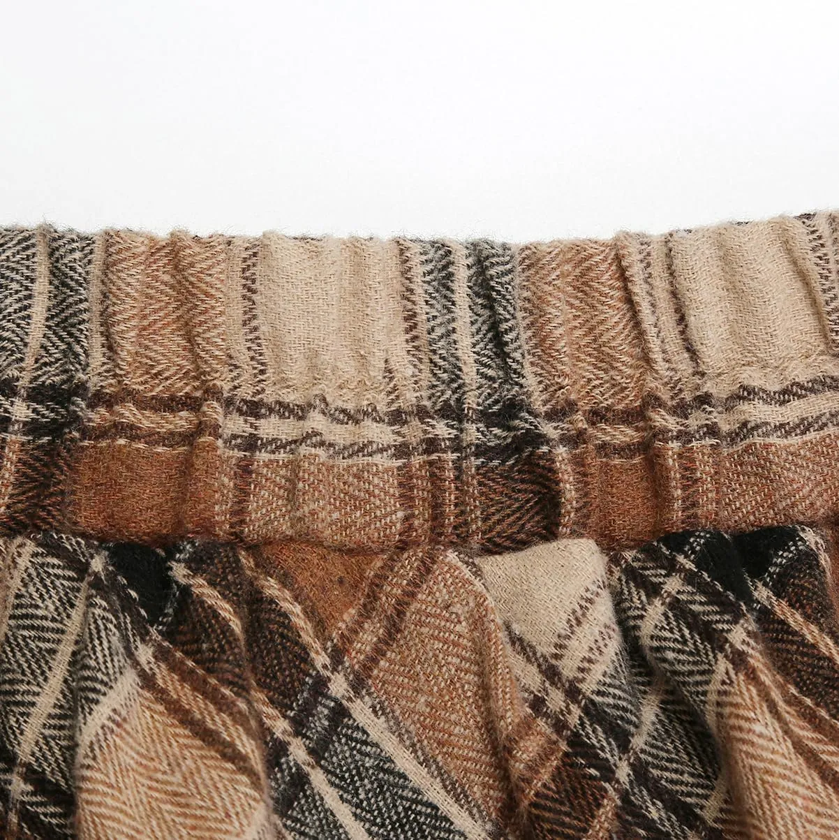 IDEALSANXUN Womens Plaid Skirt Elastic Waist A-line Midi Pleated Skirts