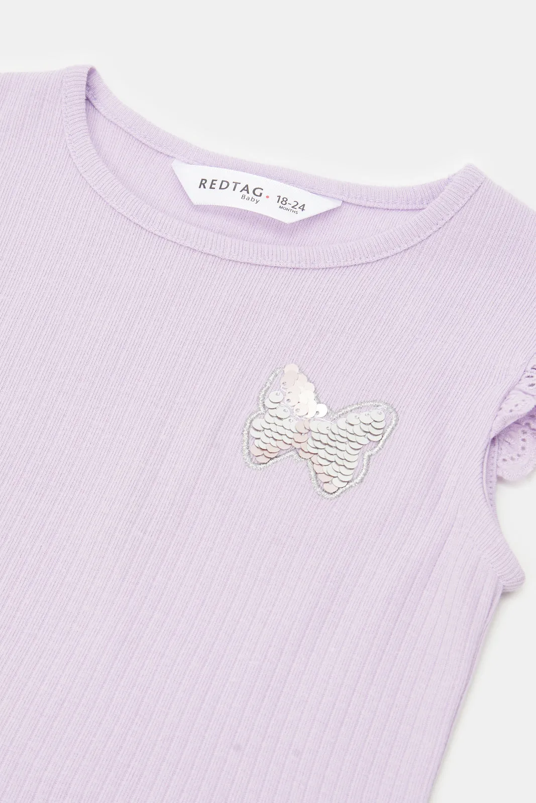 Infant Girls Lilac Embroidered T-Shirt