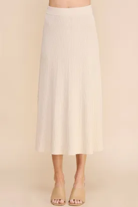 Knitted Textured Rib A-Line Skirt