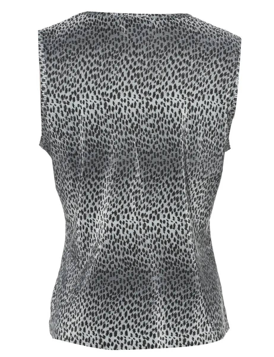 Leopard Print Y2K Smocked Top - M