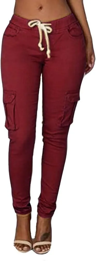 LINGMIN Women's Casaul Stretchy Pull-on Waist Skinny Solid Color Slim Leg Leggings Pants