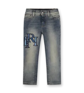 Logo-Appliqué Skinny Jeans Antique Indigo