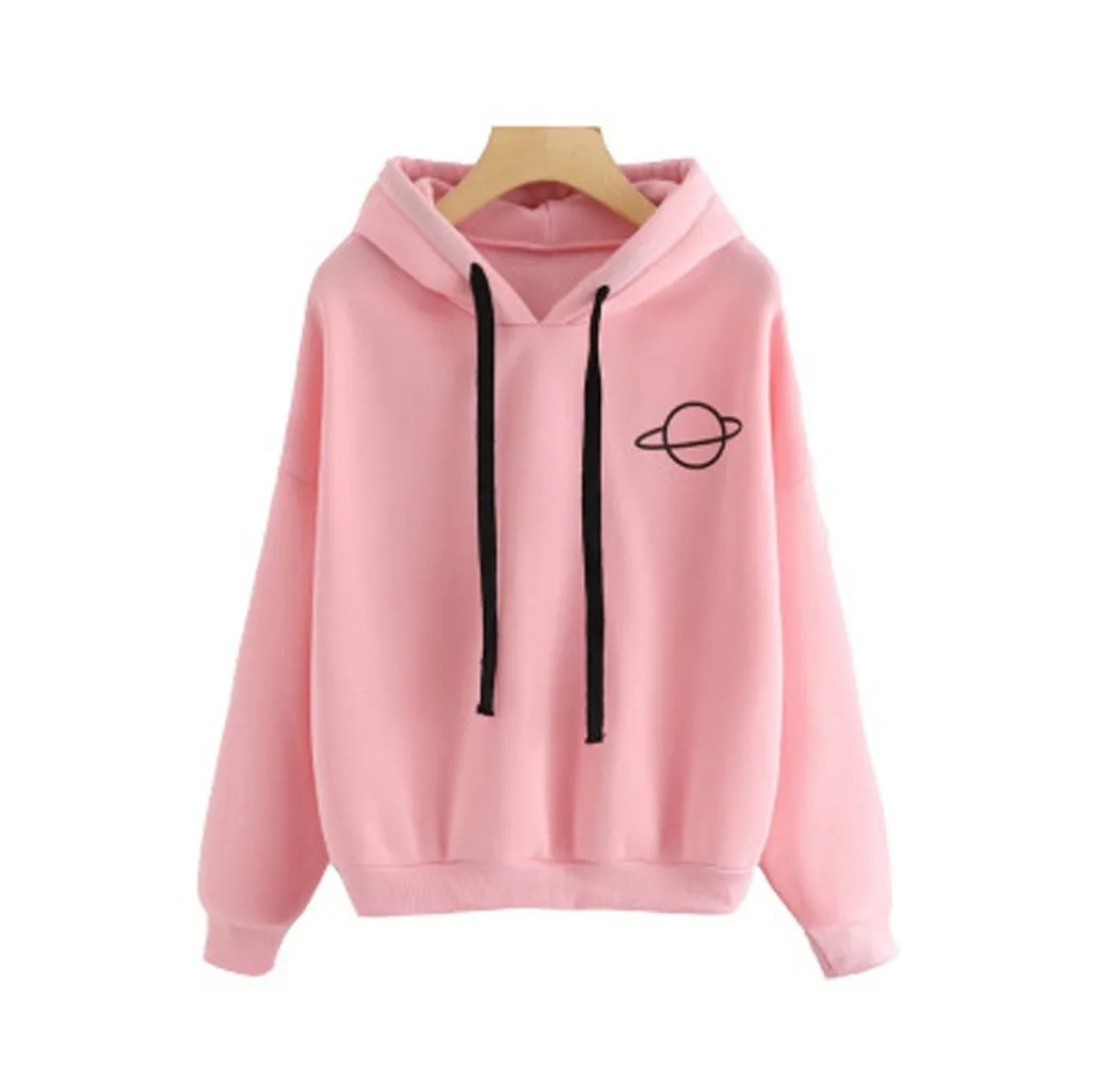 Loose Printed Hooded Sweatshirt Hoodies Long Sleeved Pullover Women