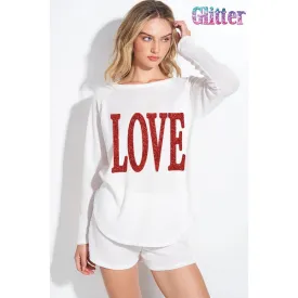 Love Sequin Lounge Set  Ivory