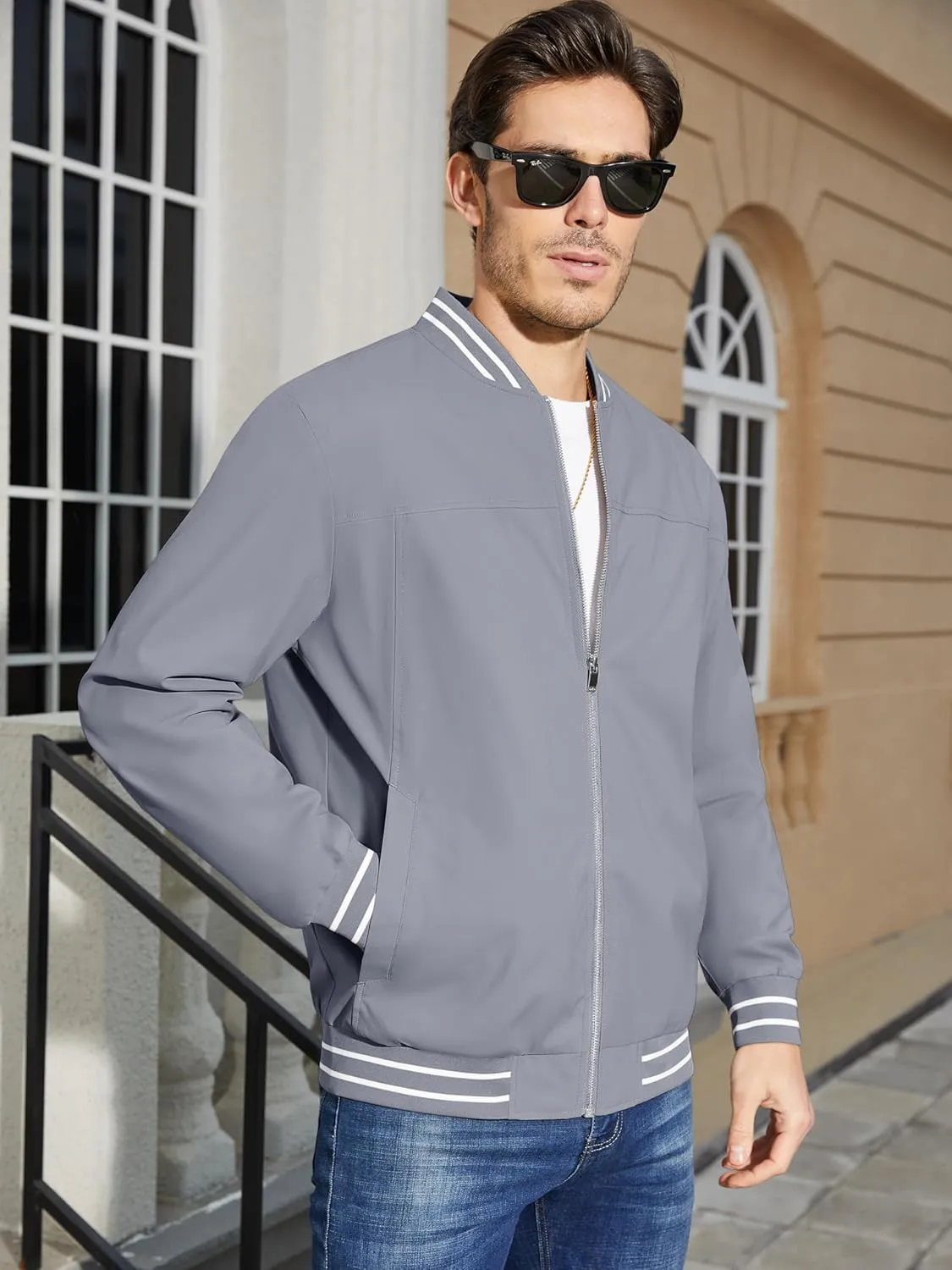 MAGCOMSEN Men's Jacket Lightweight Bomber Jacket Zip Up Windbreaker Casual Spring Fall Jackets with Pockets