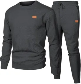 Men's 2 Piece Sweatsuits Outfits Casual Crewneck Jacquard Sweatshirt Joggers Sweatpants Set Tracksuit