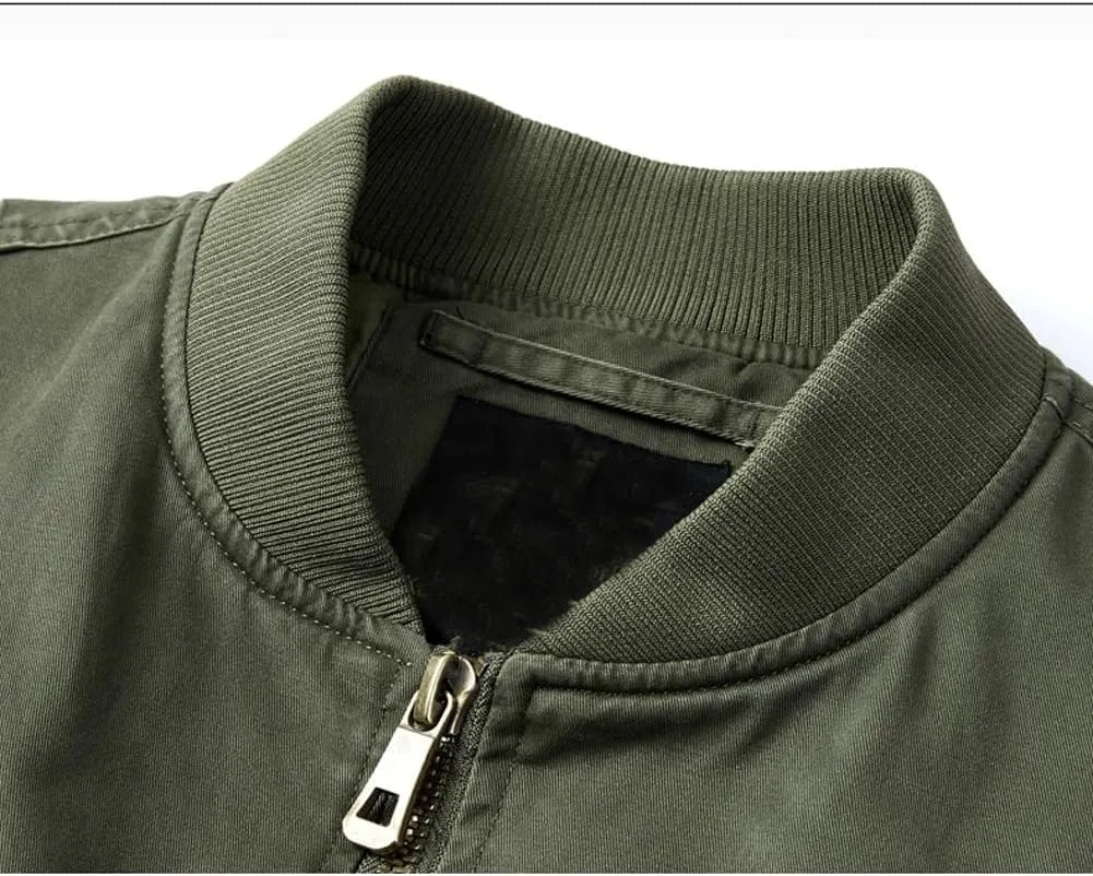 Mens Bomber Jackets Fall Winter Cotton Zip Up Army Lightweight Vintage MA-1 Windbreaker Military Flight Jacket