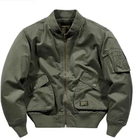 Mens Bomber Jackets Fall Winter Cotton Zip Up Army Lightweight Vintage MA-1 Windbreaker Military Flight Jacket