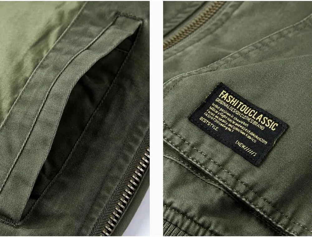 Mens Bomber Jackets Fall Winter Cotton Zip Up Army Lightweight Vintage MA-1 Windbreaker Military Flight Jacket