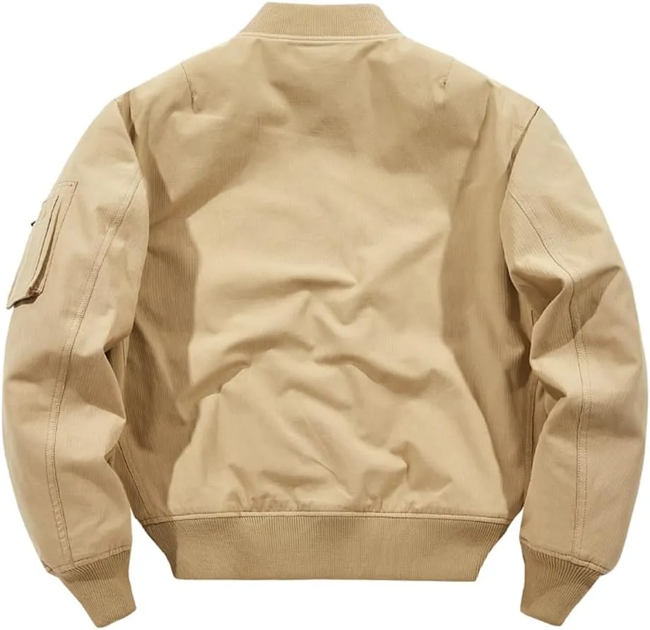 Mens Bomber Jackets Fall Winter Cotton Zip Up Army Lightweight Vintage MA-1 Windbreaker Military Flight Jacket