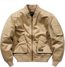 Mens Bomber Jackets Fall Winter Cotton Zip Up Army Lightweight Vintage MA-1 Windbreaker Military Flight Jacket