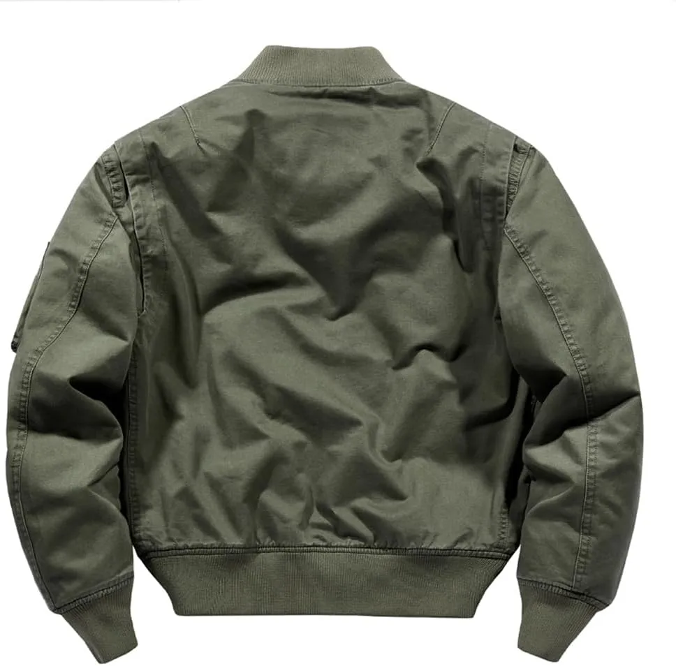 Mens Bomber Jackets Fall Winter Cotton Zip Up Army Lightweight Vintage MA-1 Windbreaker Military Flight Jacket