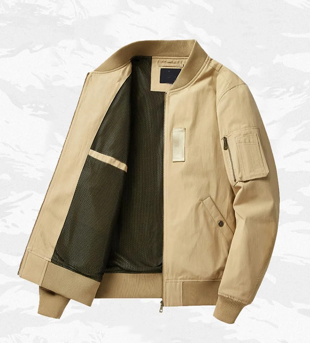 Mens Bomber Jackets Fall Winter Cotton Zip Up Army Lightweight Vintage MA-1 Windbreaker Military Flight Jacket