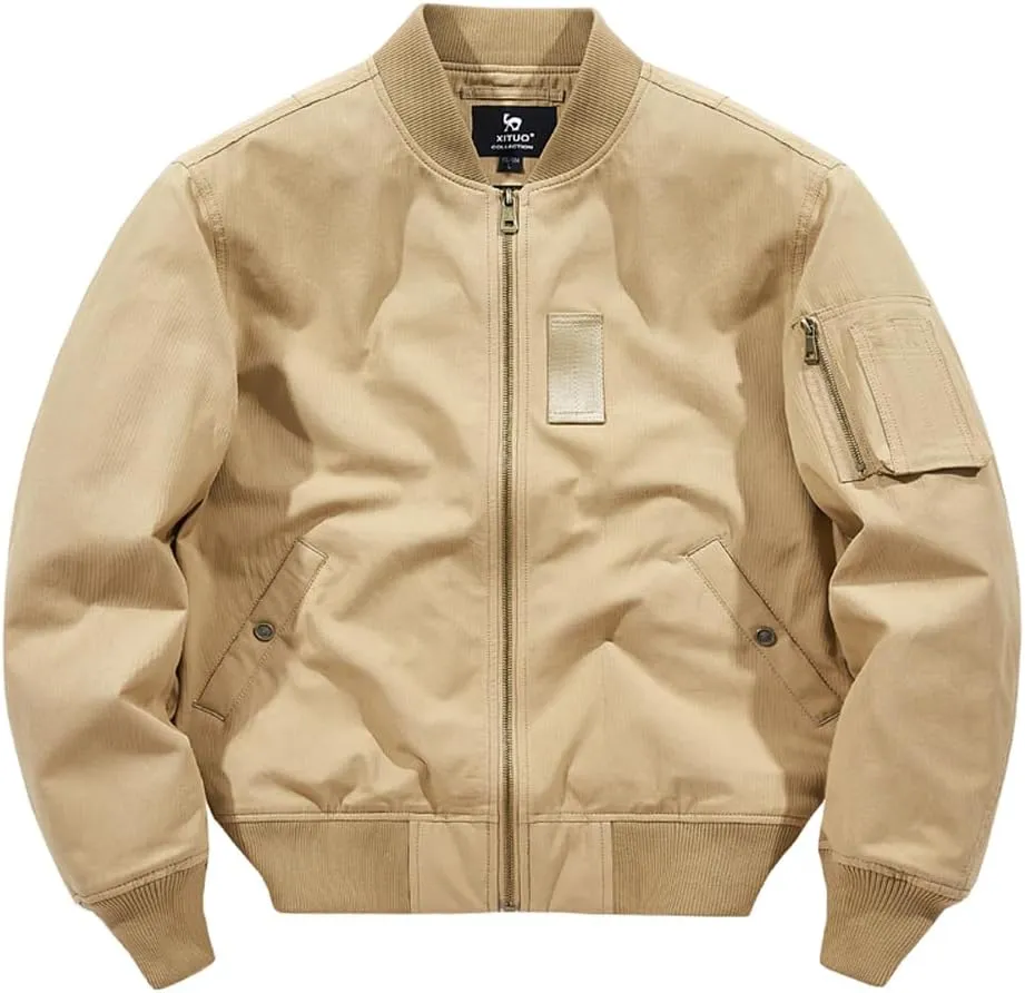 Mens Bomber Jackets Fall Winter Cotton Zip Up Army Lightweight Vintage MA-1 Windbreaker Military Flight Jacket