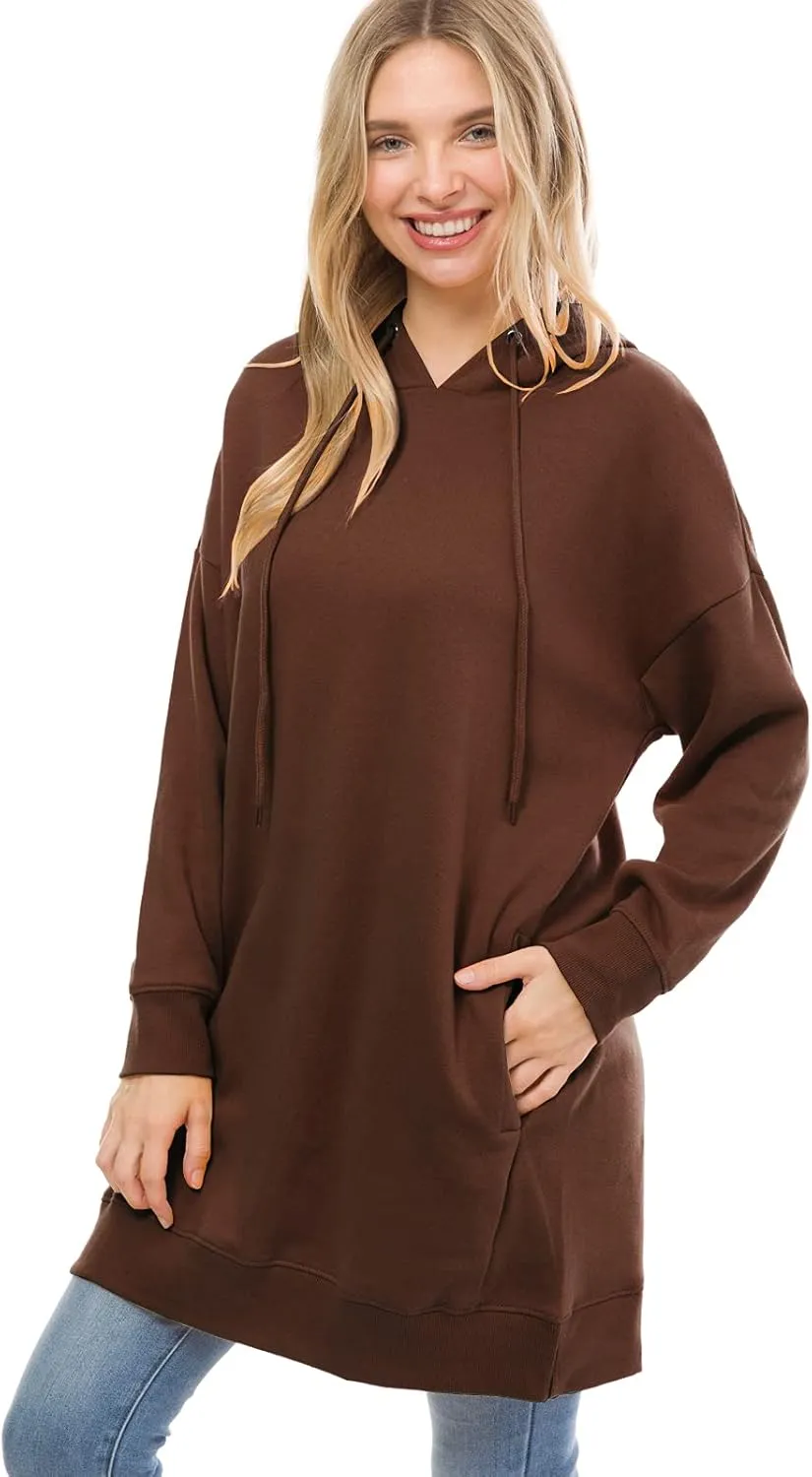 MixMatchy Women's Casual Long Sleeve Fleece Hoodie Fall Sweatshirts Hooded Pullover Tunic