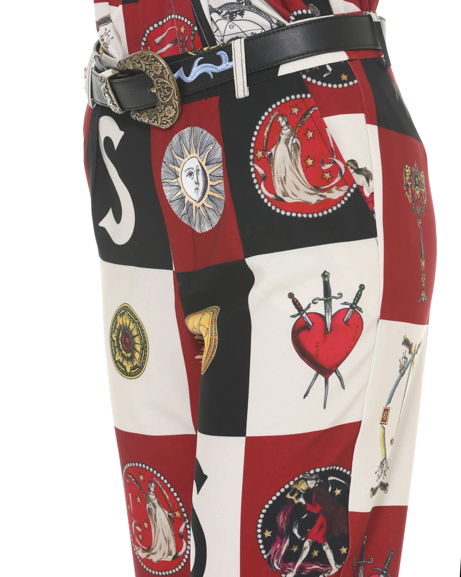 Multi-print crop trousers
