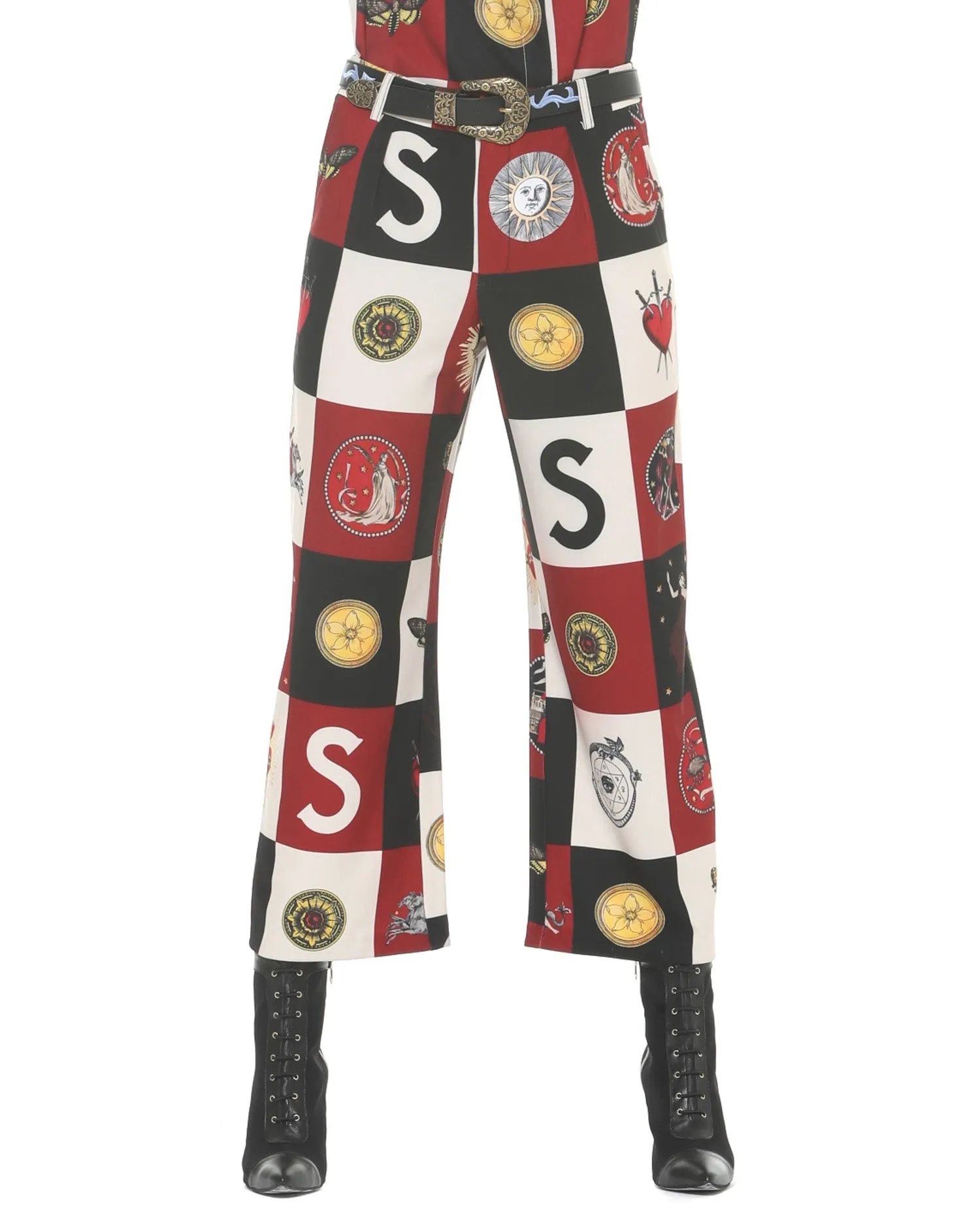 Multi-print crop trousers