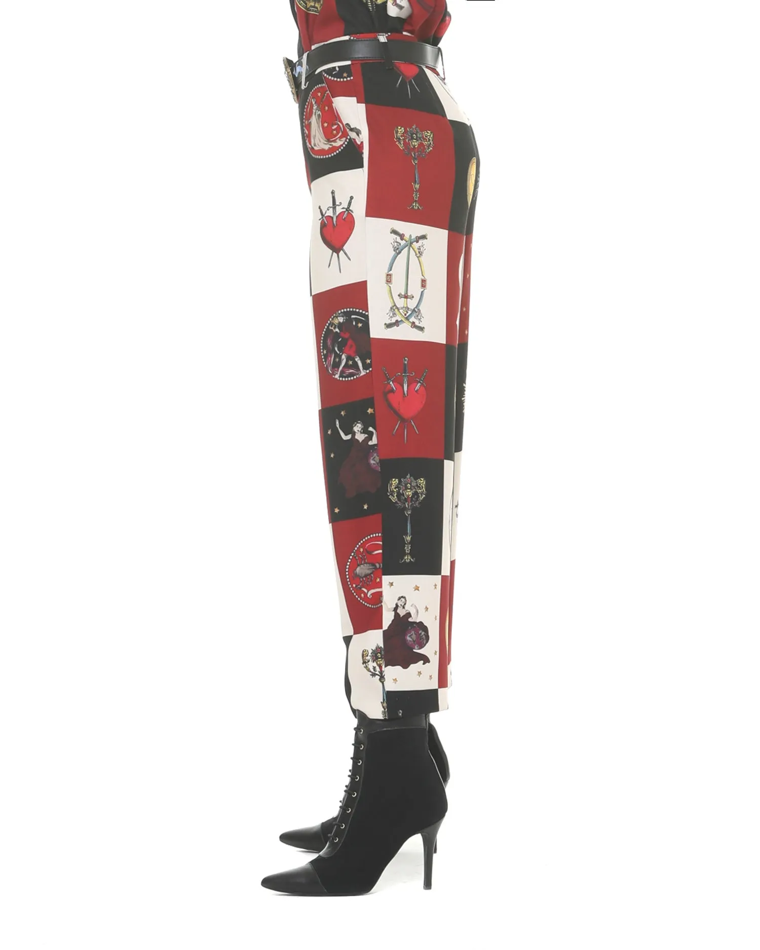 Multi-print crop trousers